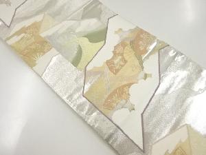 アンティーク　屏風に荒波・扇模様織り出し袋帯（材料）